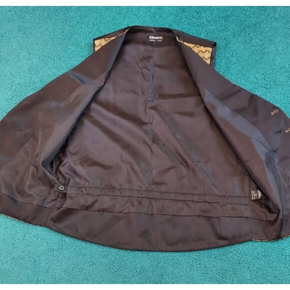 Edwards Vest Black and Gold Formal Casual Lattice Print Button Up Vest - Picture 8 of 9